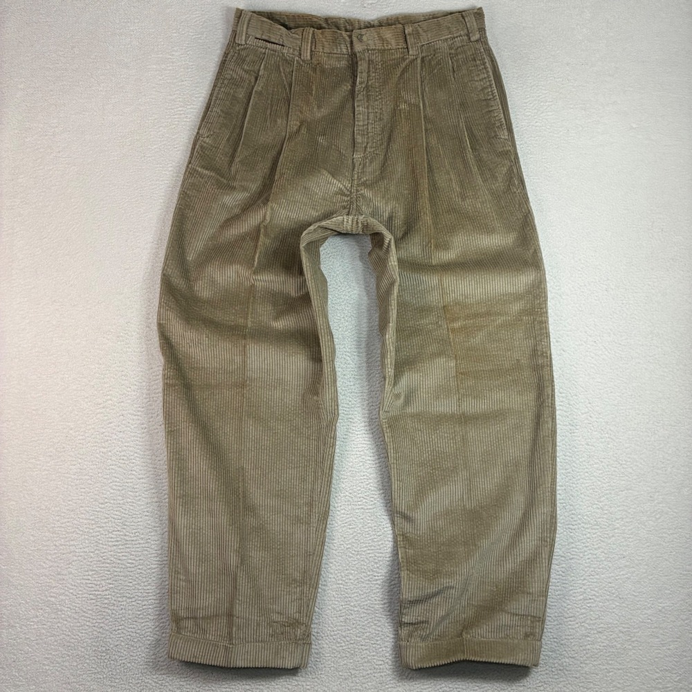 Vintage Timberland Weathergear Corduroy Pant Men 36x31 Tan Pleat Wide Wale Baggy